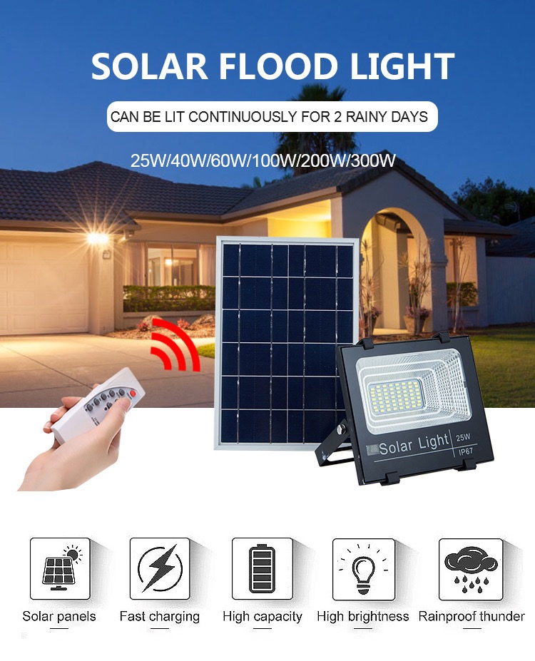 Luz de seguridad eléctrica solar al aire libre de 100W IP65