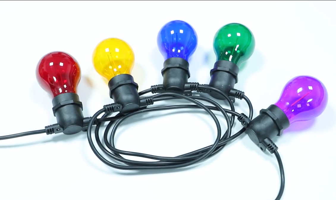 Vacaciones decorativas S14 Colorido LED Filamento Bombilla IP65 Luces de cadena de vidrio